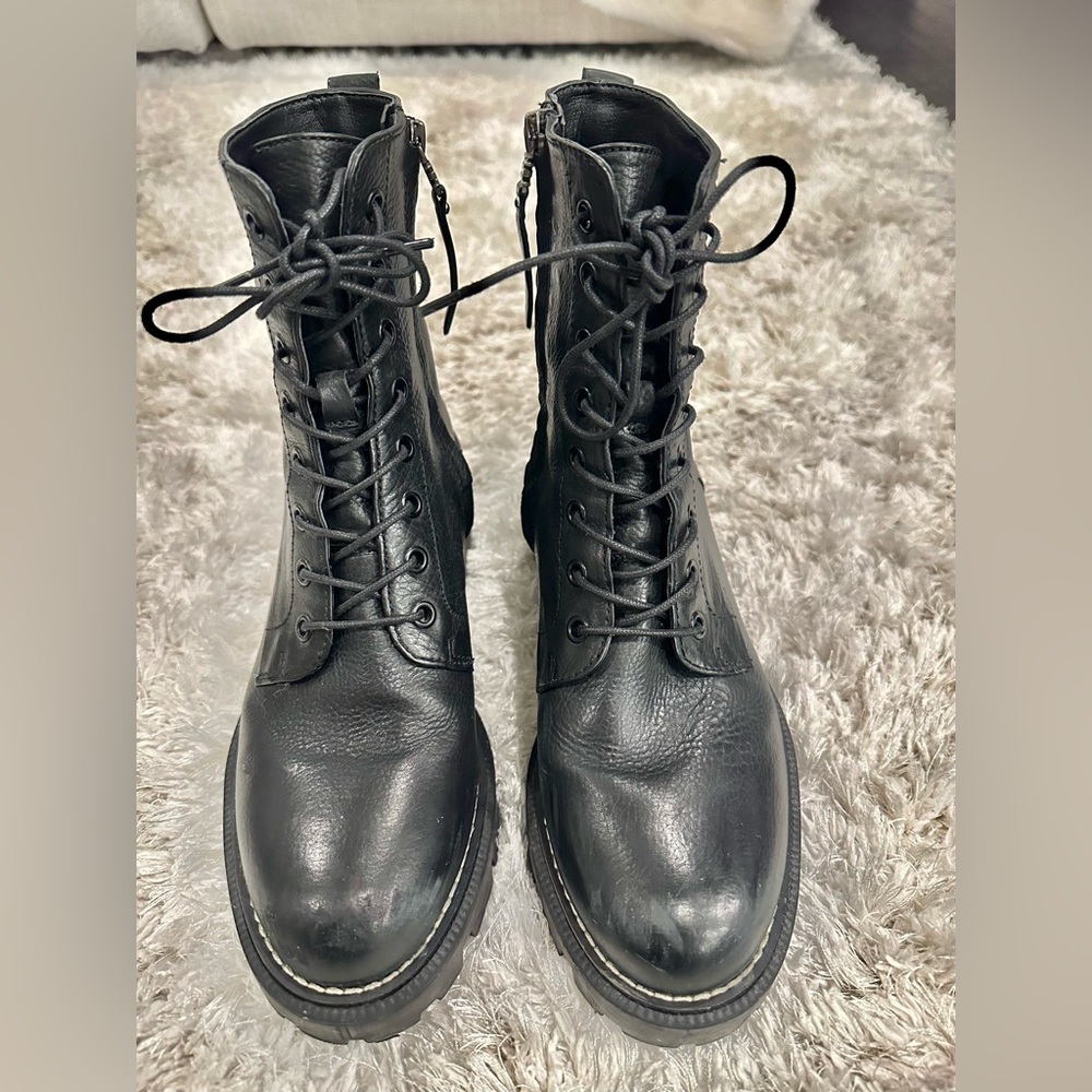 Sam Edelman Garret Combat Platform Leather Boots - Size 7 but true size is 7.5